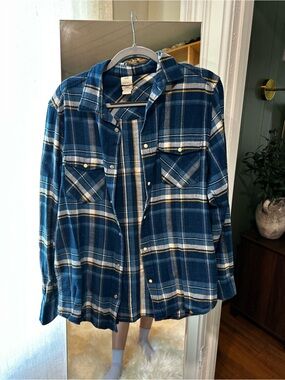 H&M Blue Plaid Flannel Shirt - Men's size M Slim fit